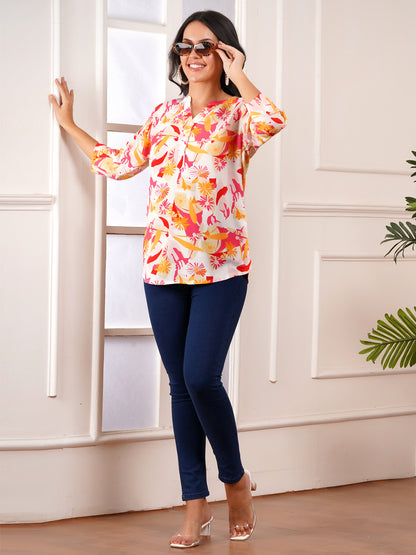 Tropical Petal Print Top