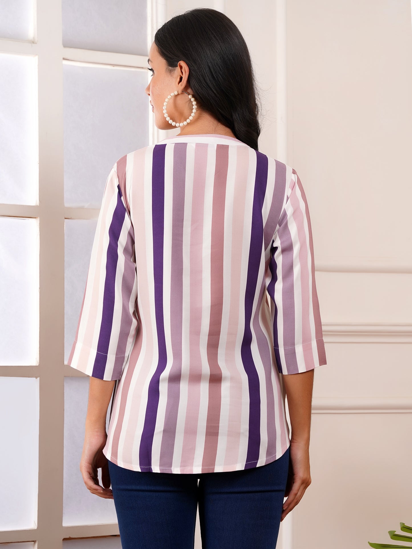 Lavender Stripe Print Top