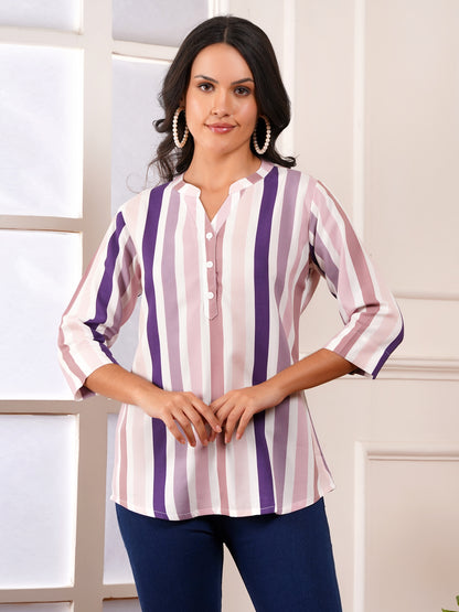 Lavender Stripe Print Top