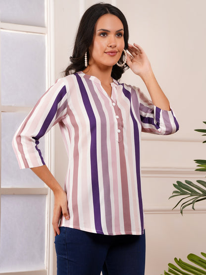 Lavender Stripe Print Top