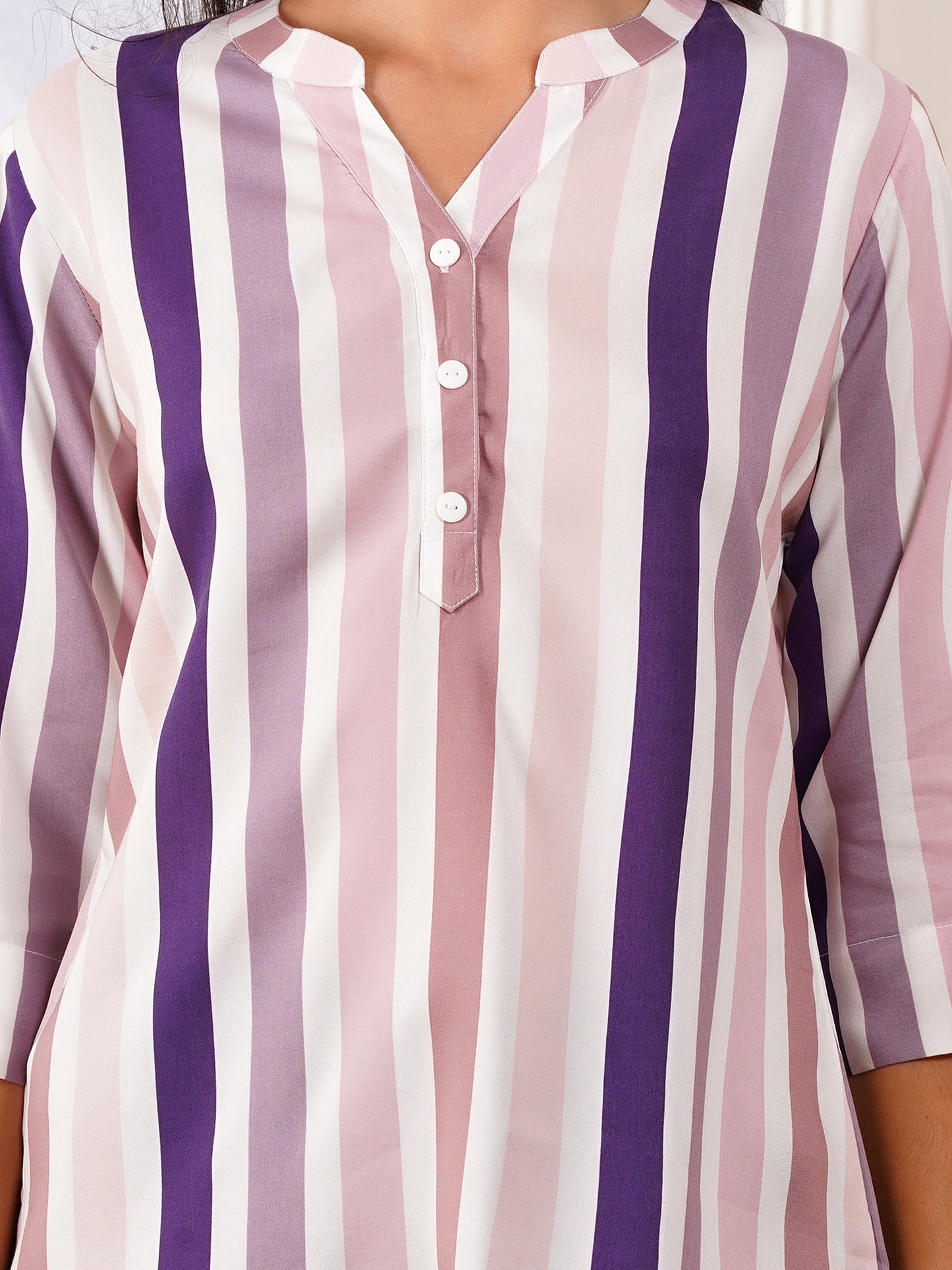 Lavender Stripe Print Top