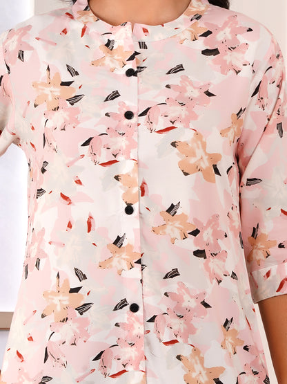 Soft Blush Floral A-Line Dress