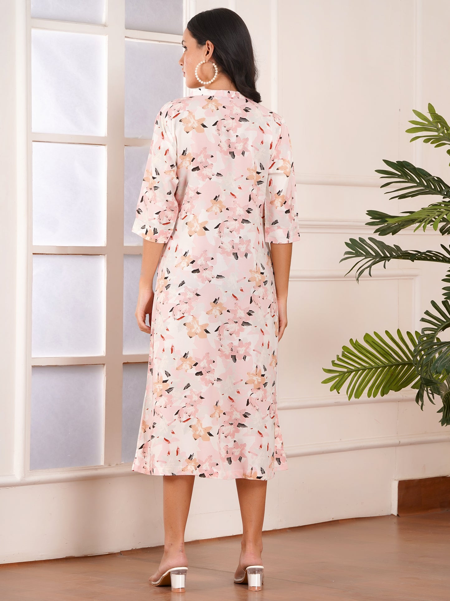 Soft Blush Floral A-Line Dress