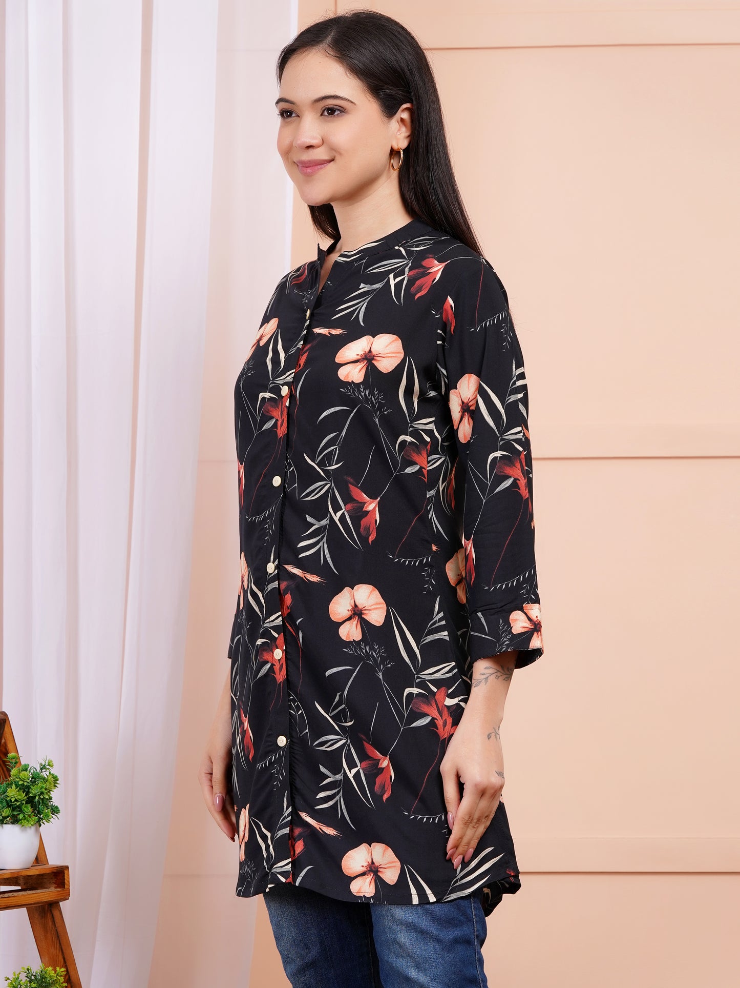 Dark Bloom Short Kurti