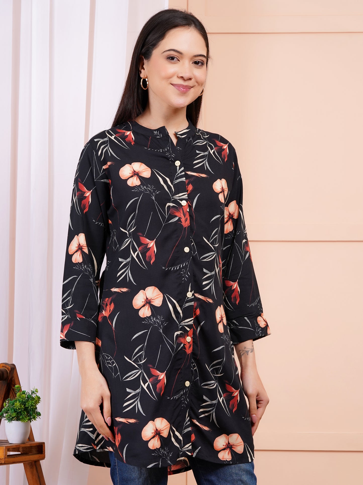 Dark Bloom Short Kurti