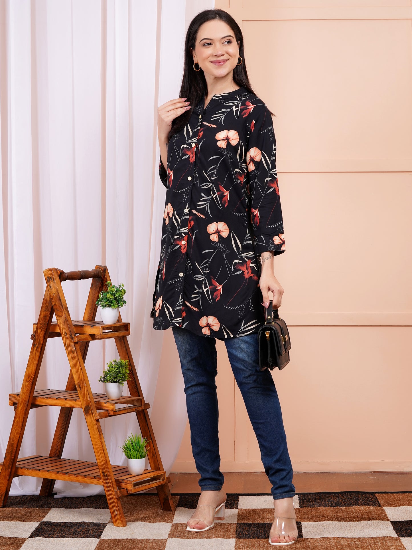 Dark Bloom Short Kurti