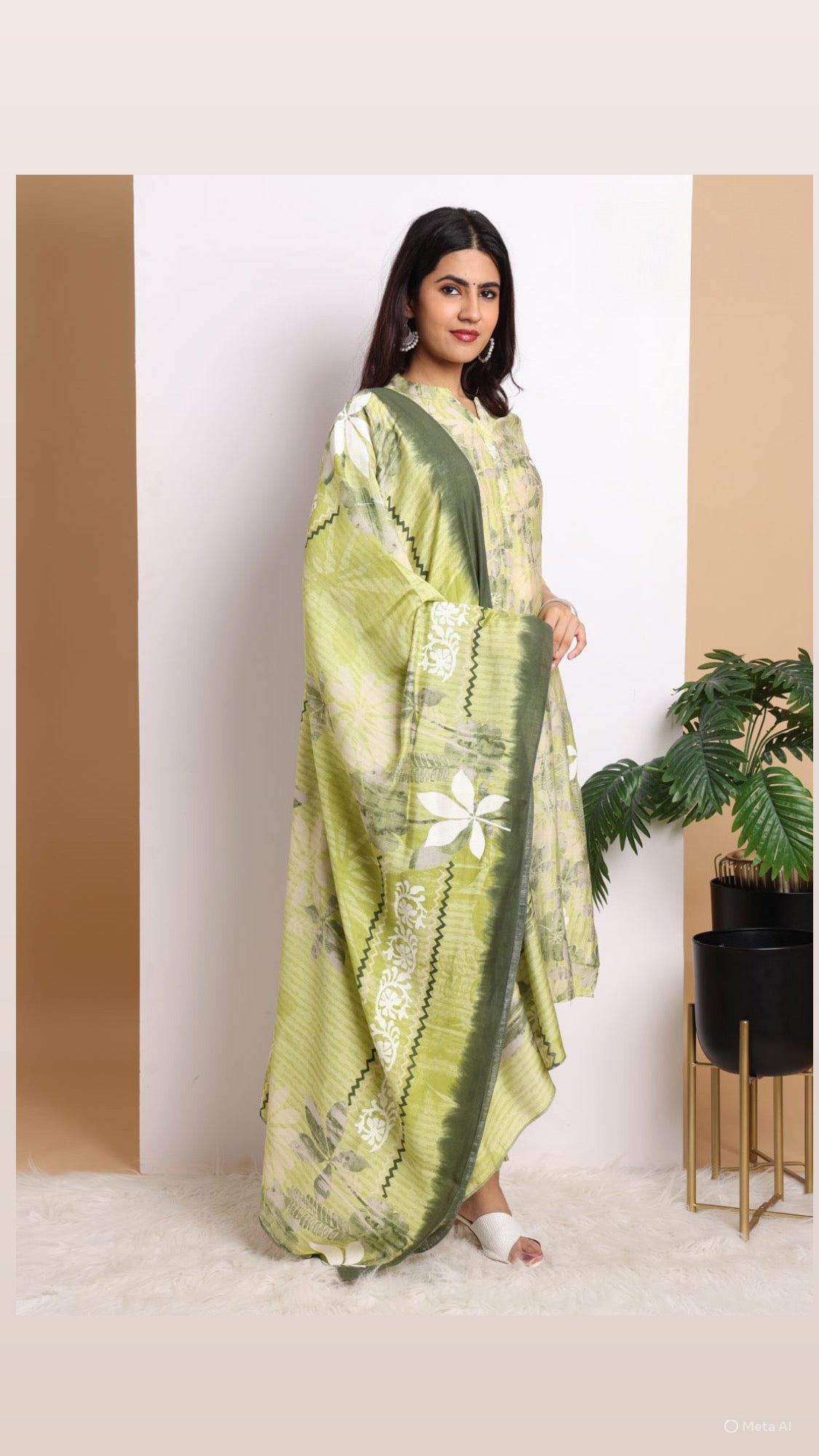 Lime Breeze Pant Set with Dupatta