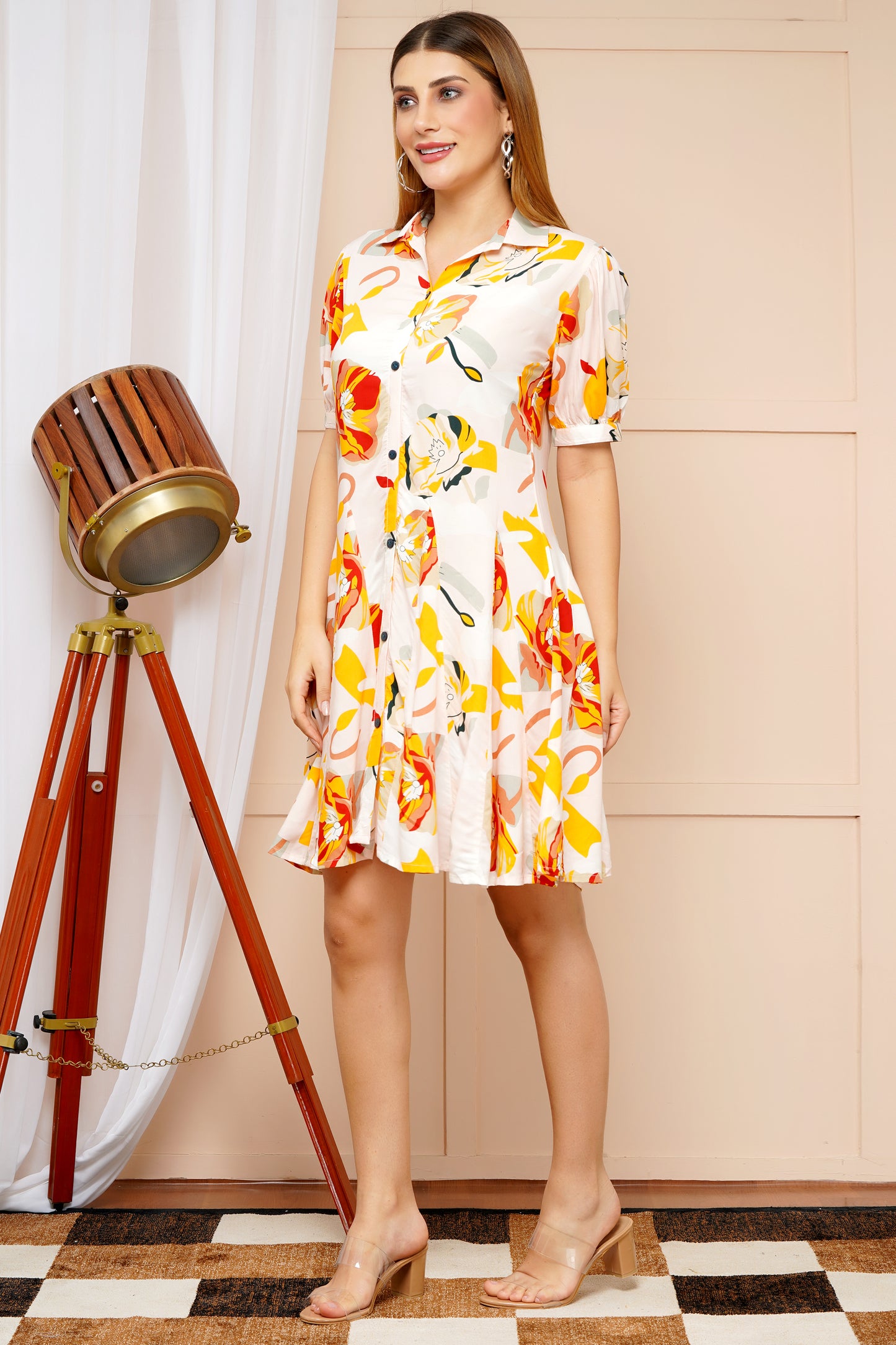 Sunshine Bloom Short Midi Dress