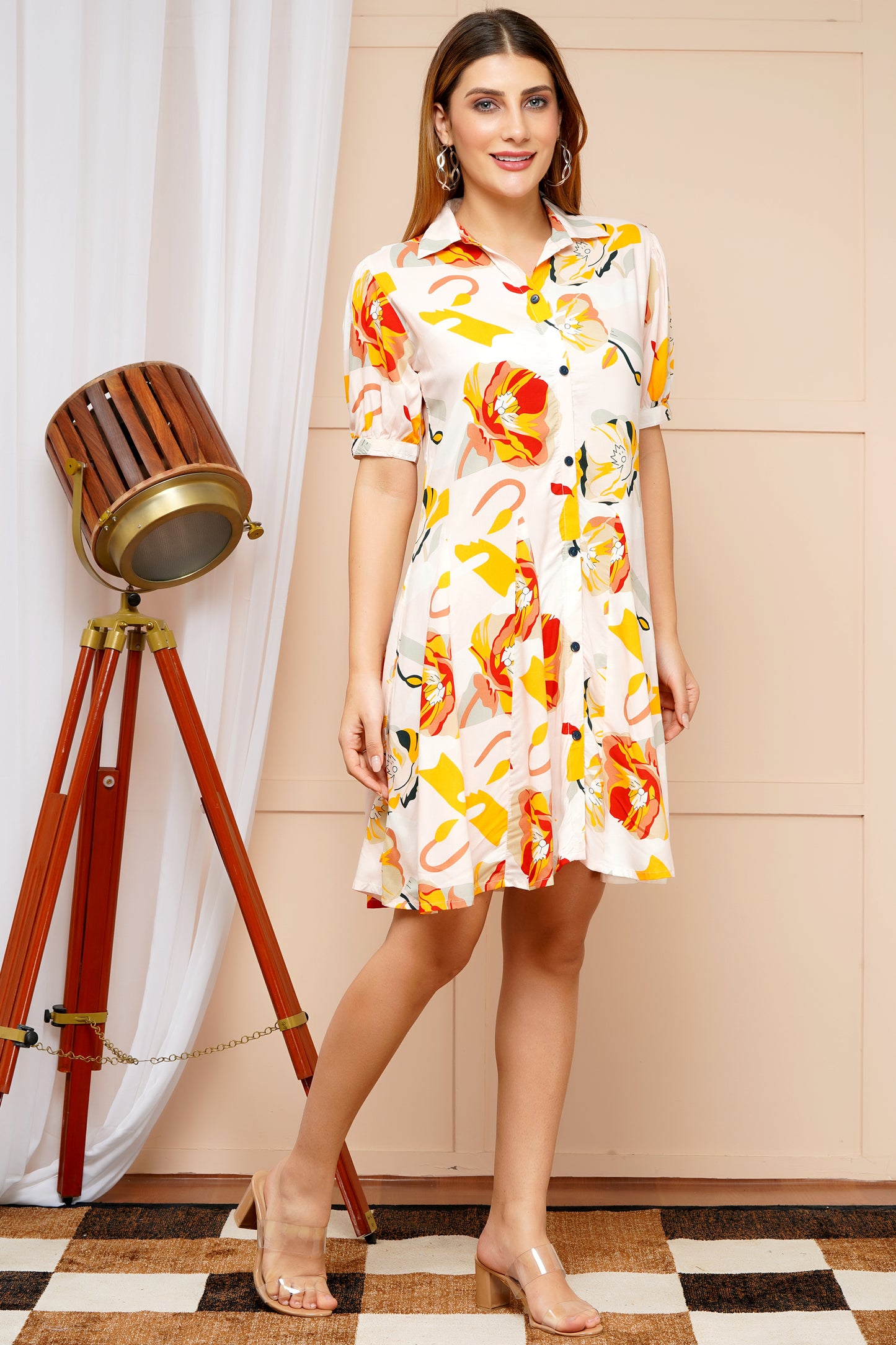 Sunshine Bloom Short Midi Dress