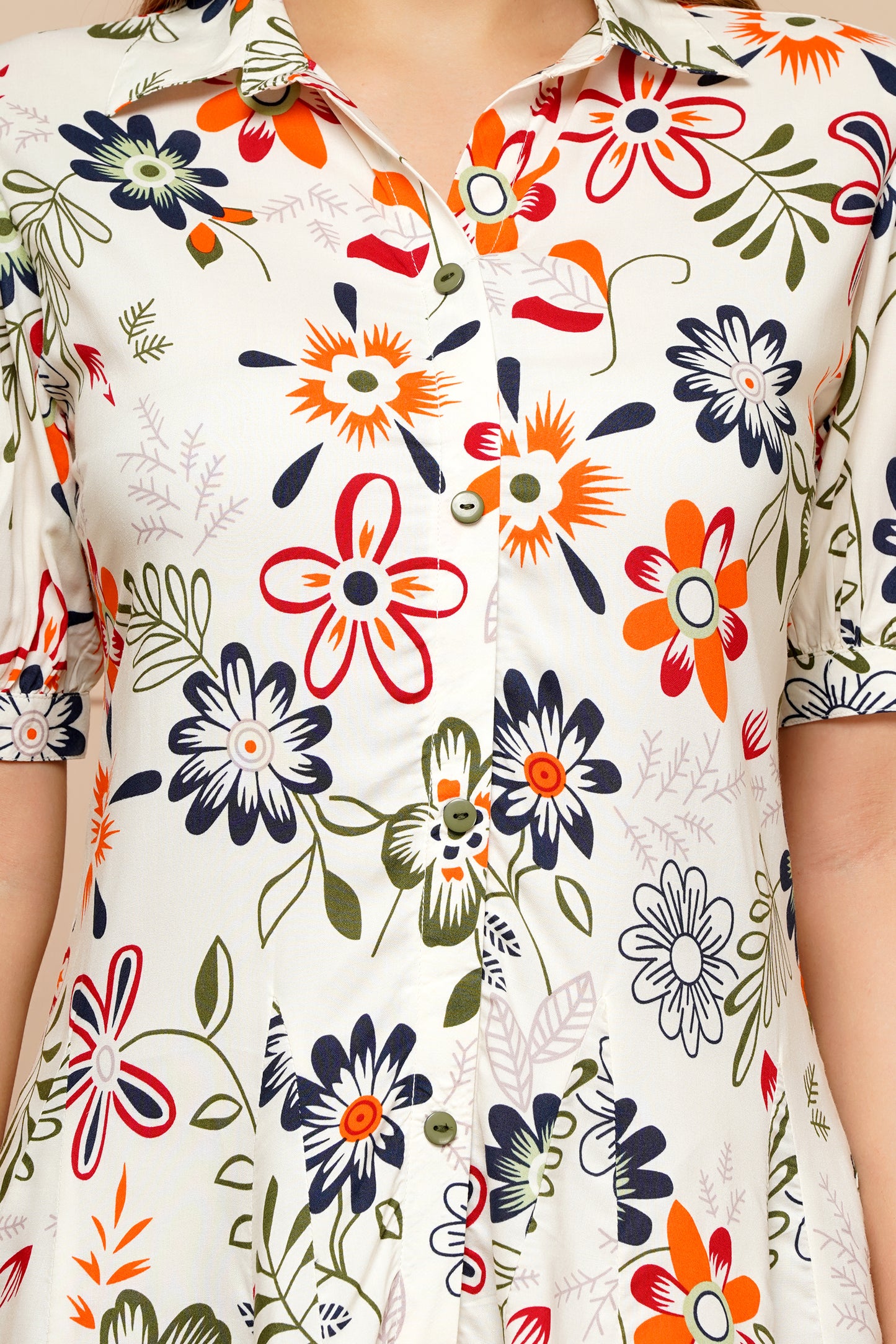 Autumn Bloom Short Midi Dress