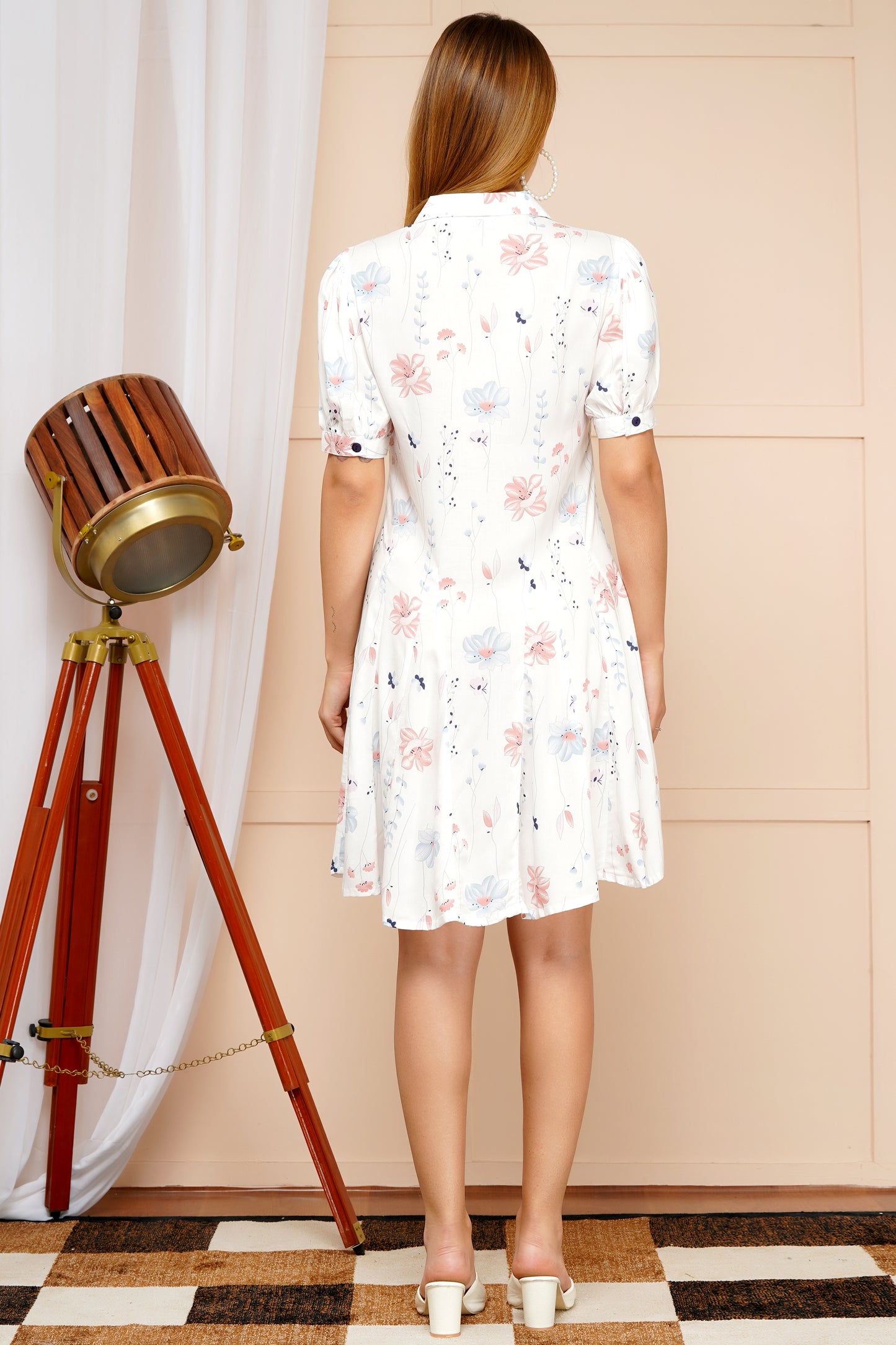 Whimsical Bloom Short Midi Dress