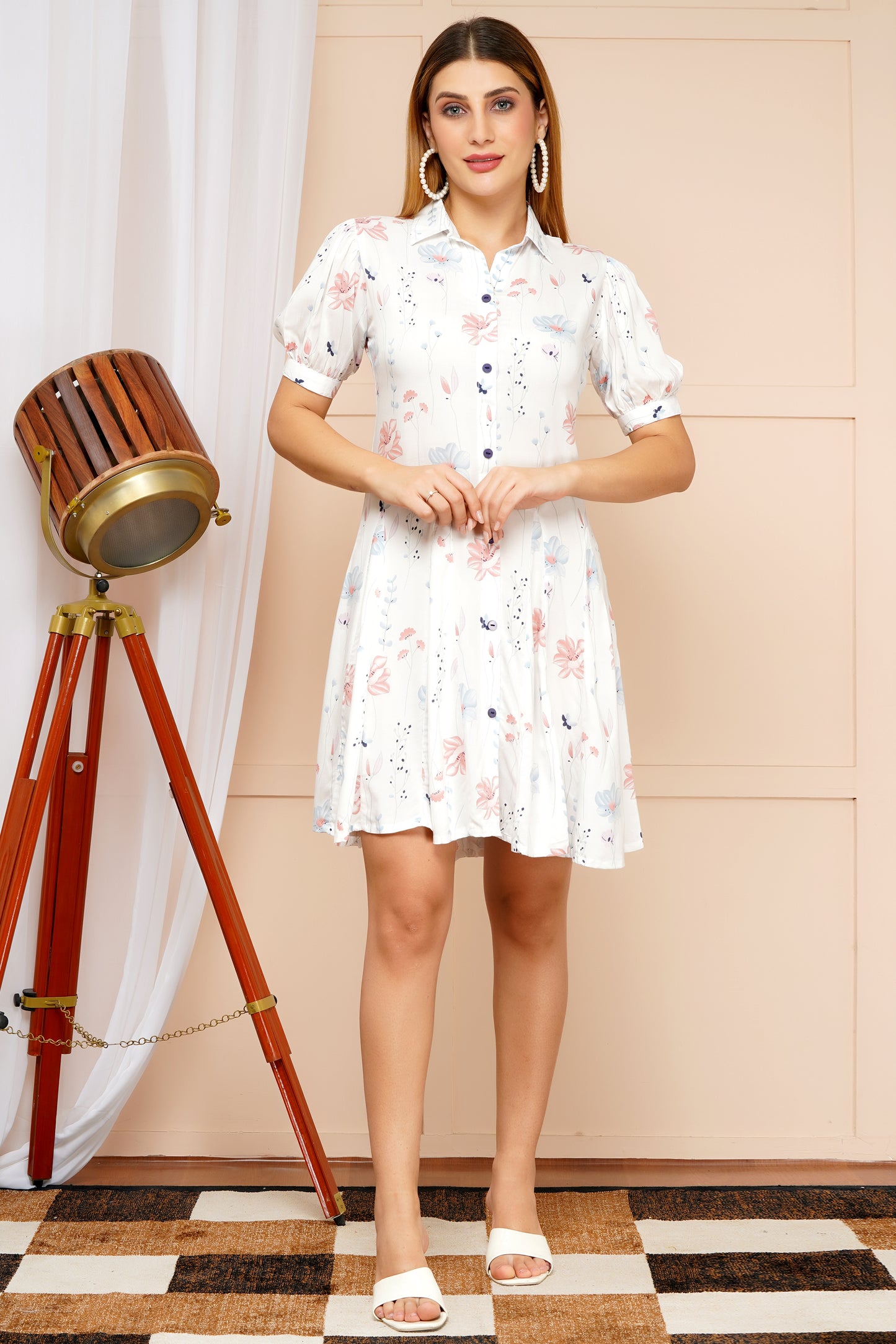 Whimsical Bloom Short Midi Dress