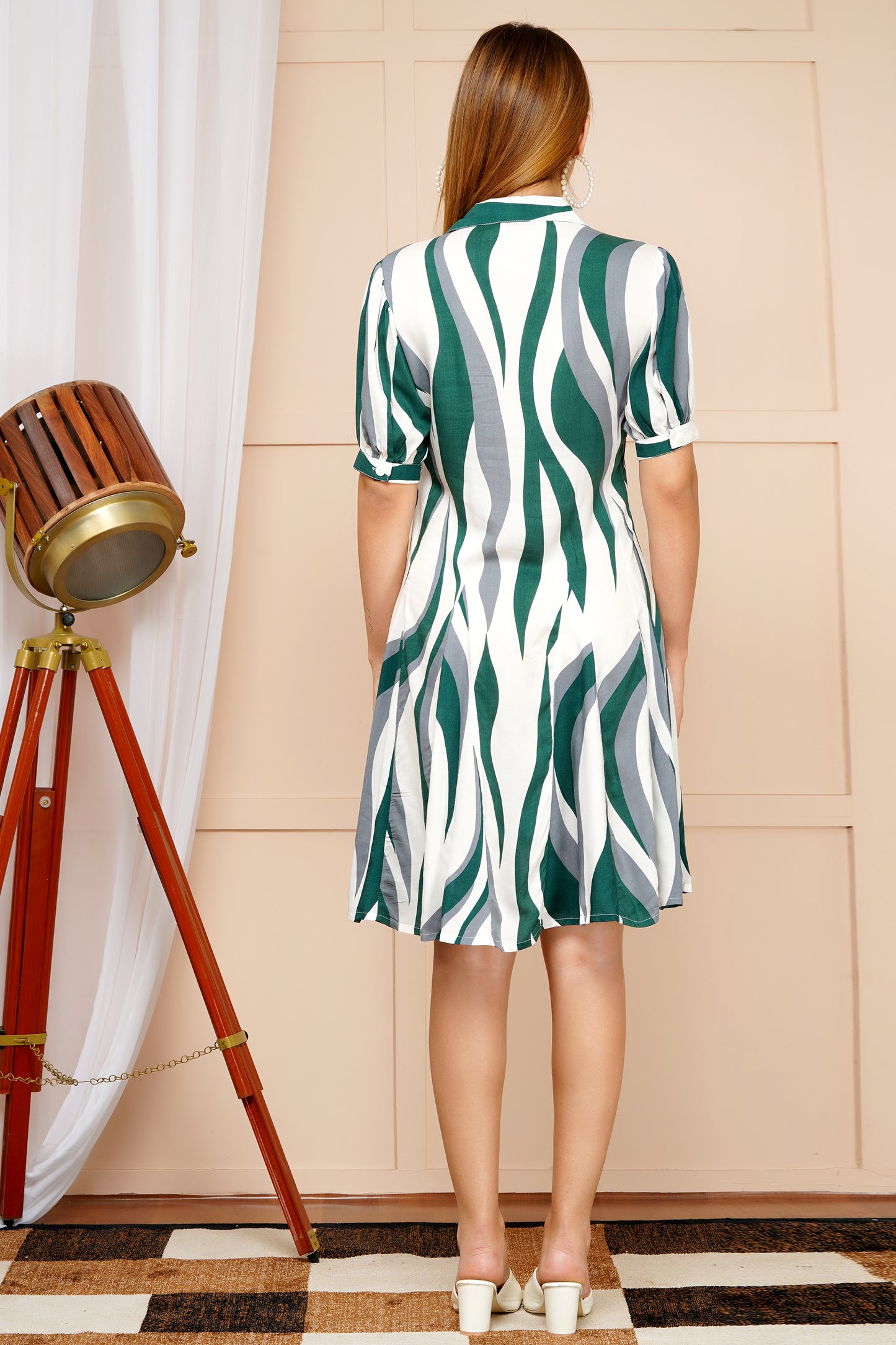 Wavy Wanderer Striped Short Midi Dress