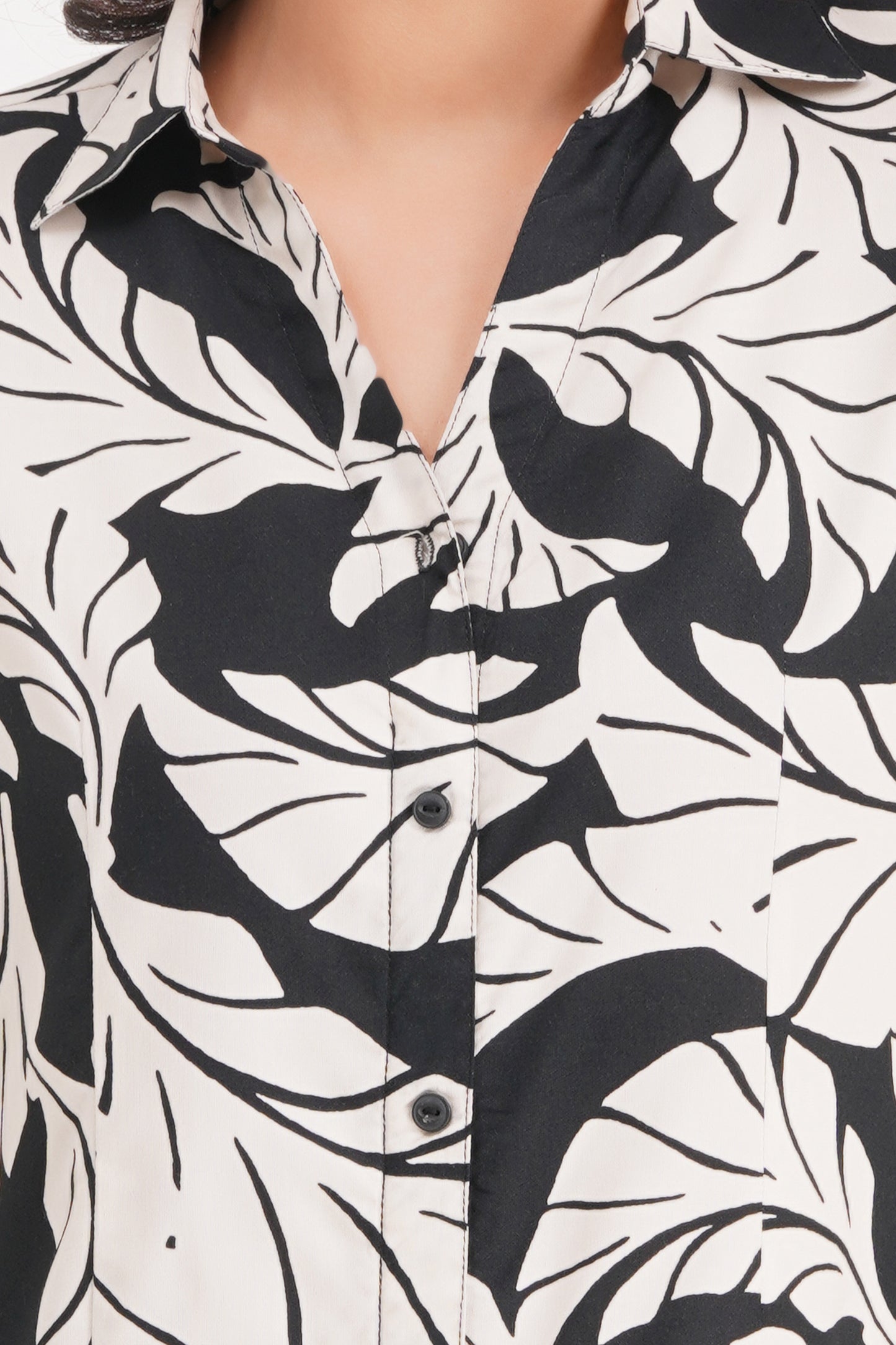 Black & White Leaf Print Top
