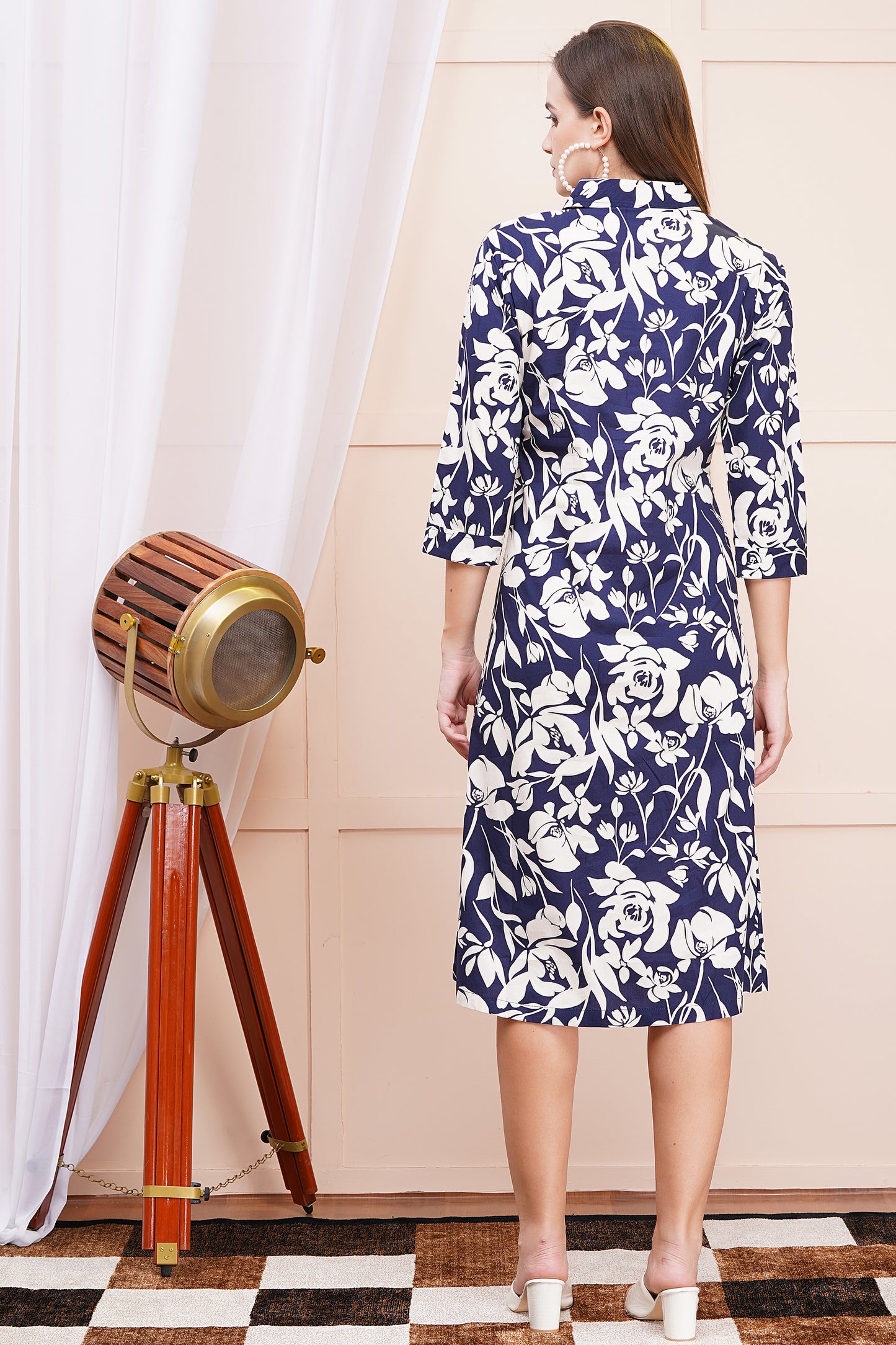 Royal Bloom Essence A-Line Shirt Dress