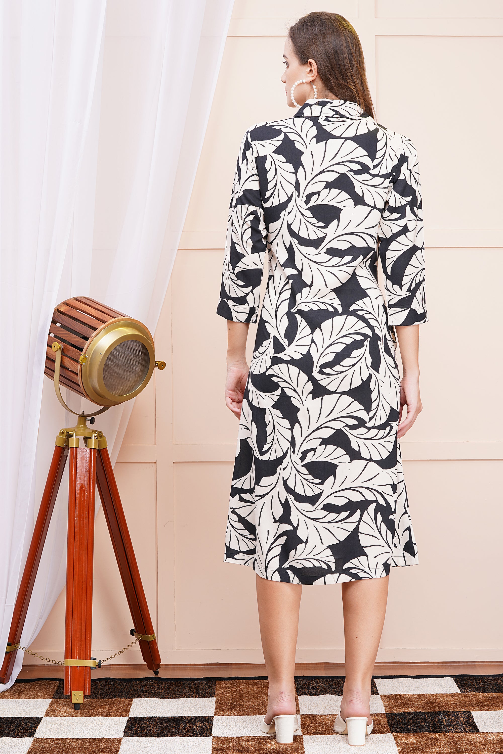 Enchanted Foliage  A Line Shirt Dress