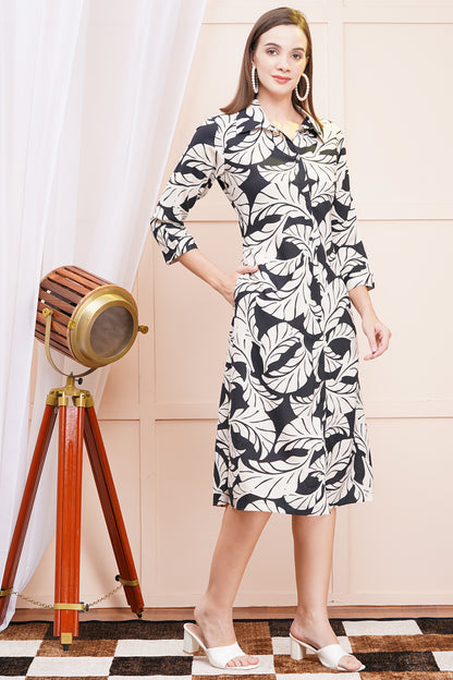 Enchanted Foliage  A Line Shirt Dress