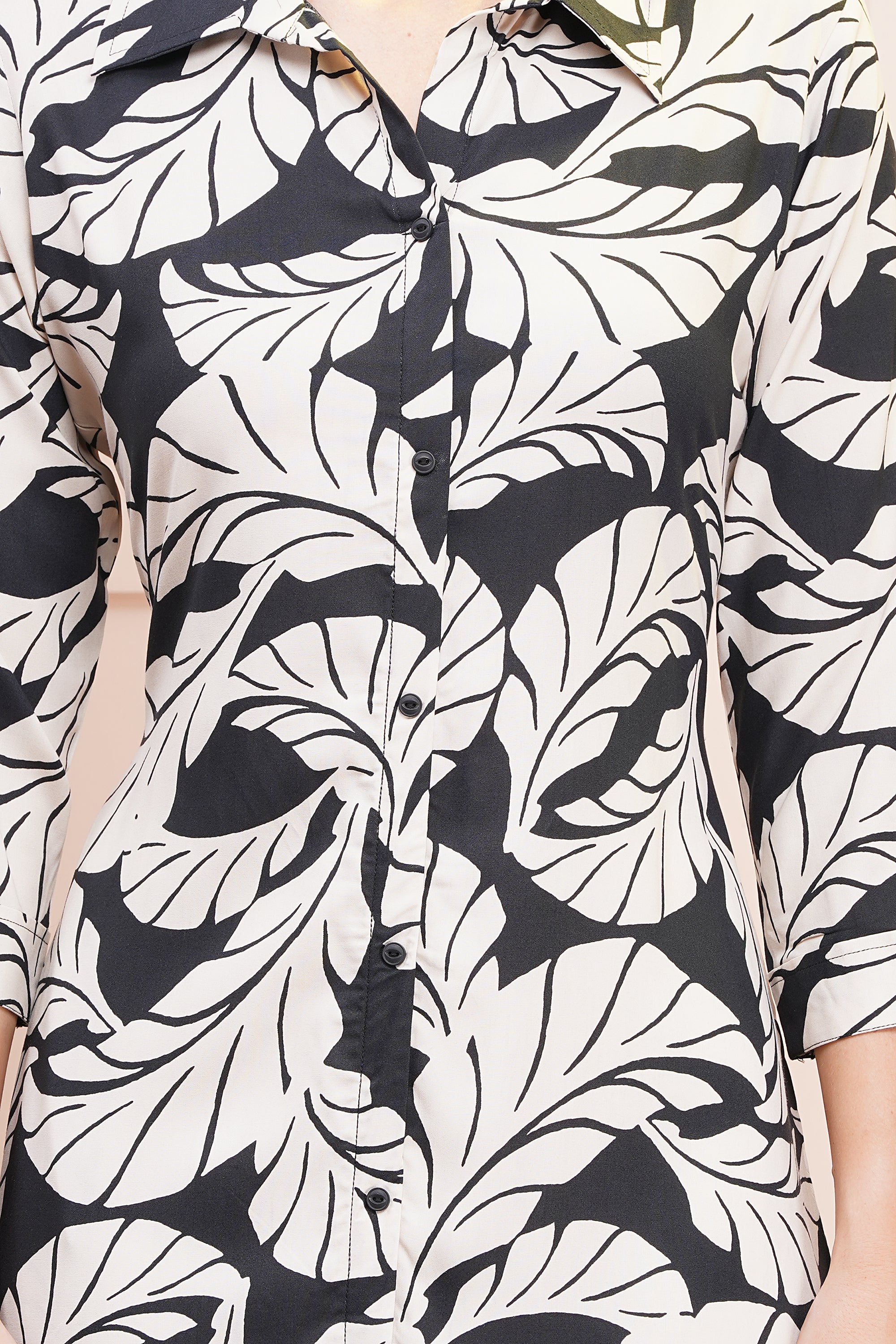 Enchanted Foliage  A Line Shirt Dress