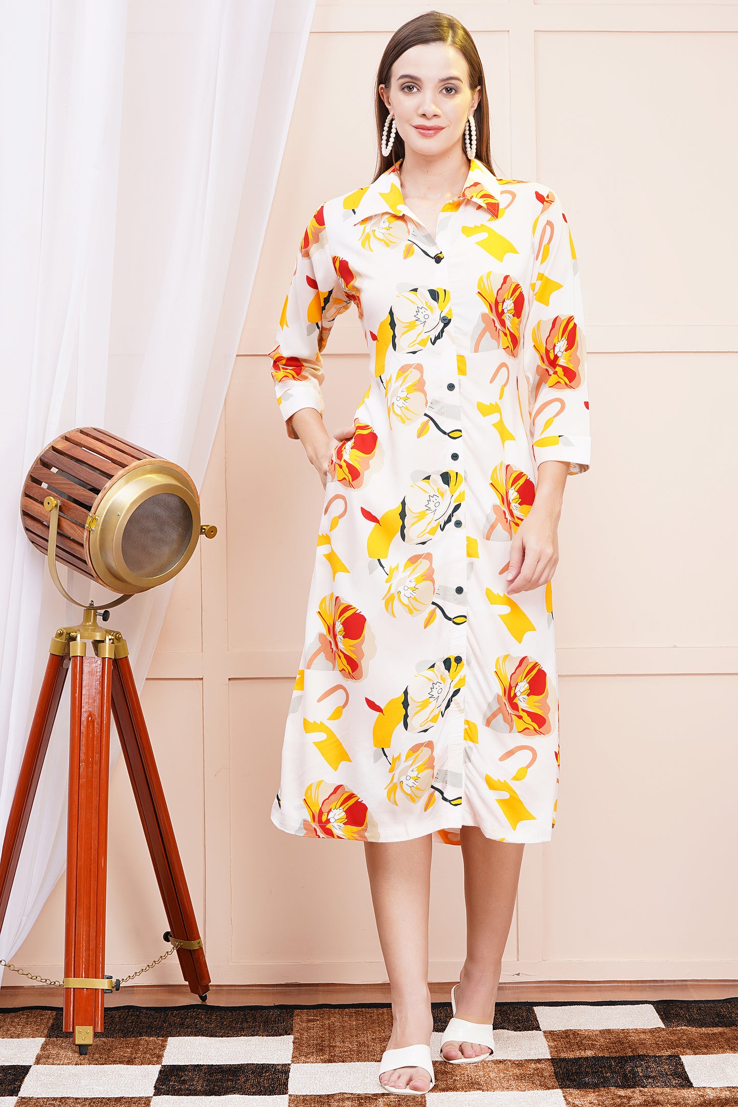 Sunshine Bloom A-Line Shirt Dress
