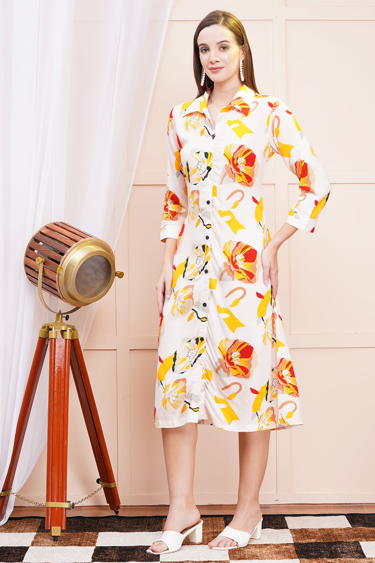 Sunshine Bloom A-Line Shirt Dress