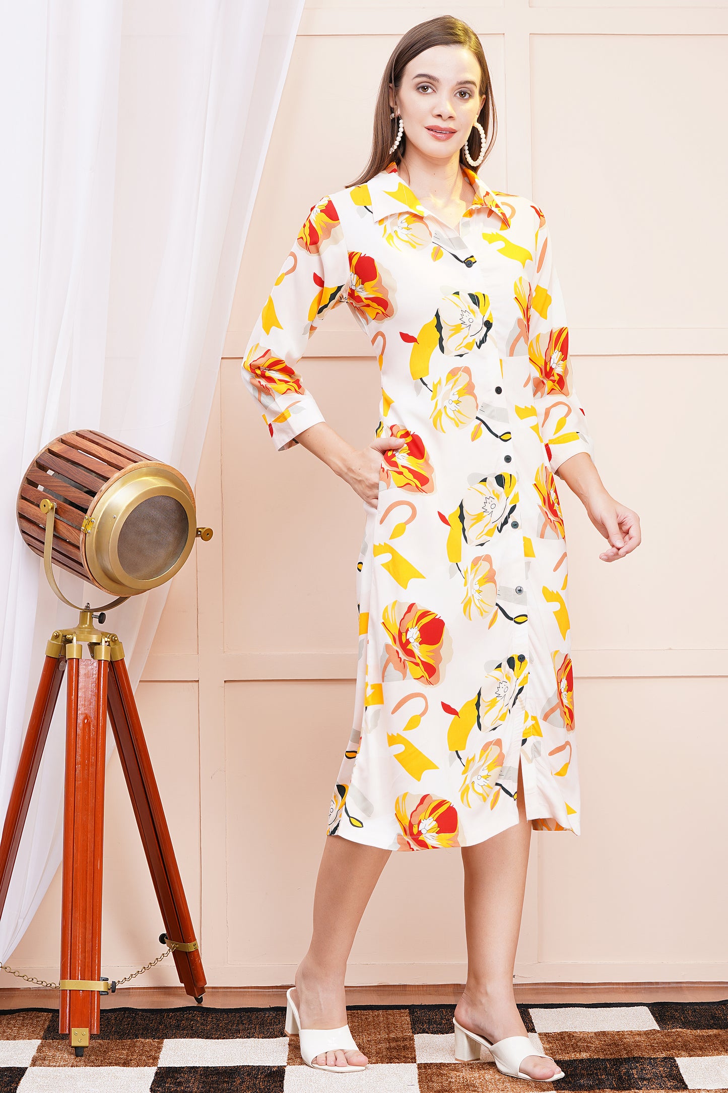 Sunshine Bloom A-Line Shirt Dress