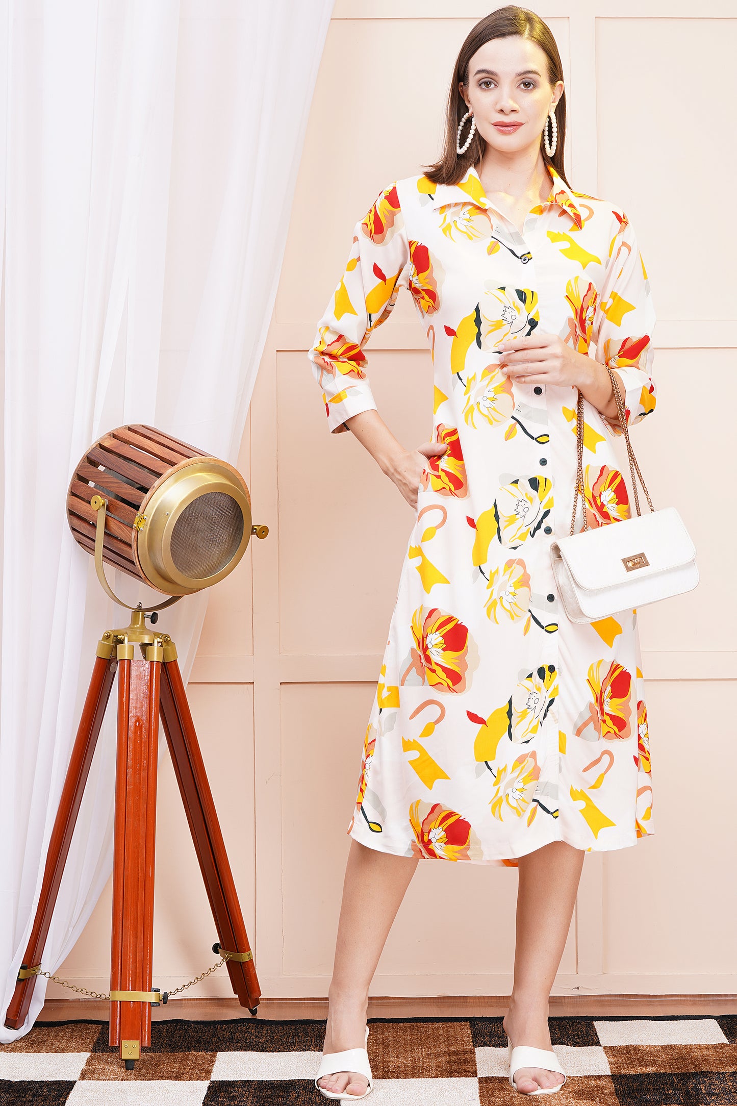 Sunshine Bloom A-Line Shirt Dress