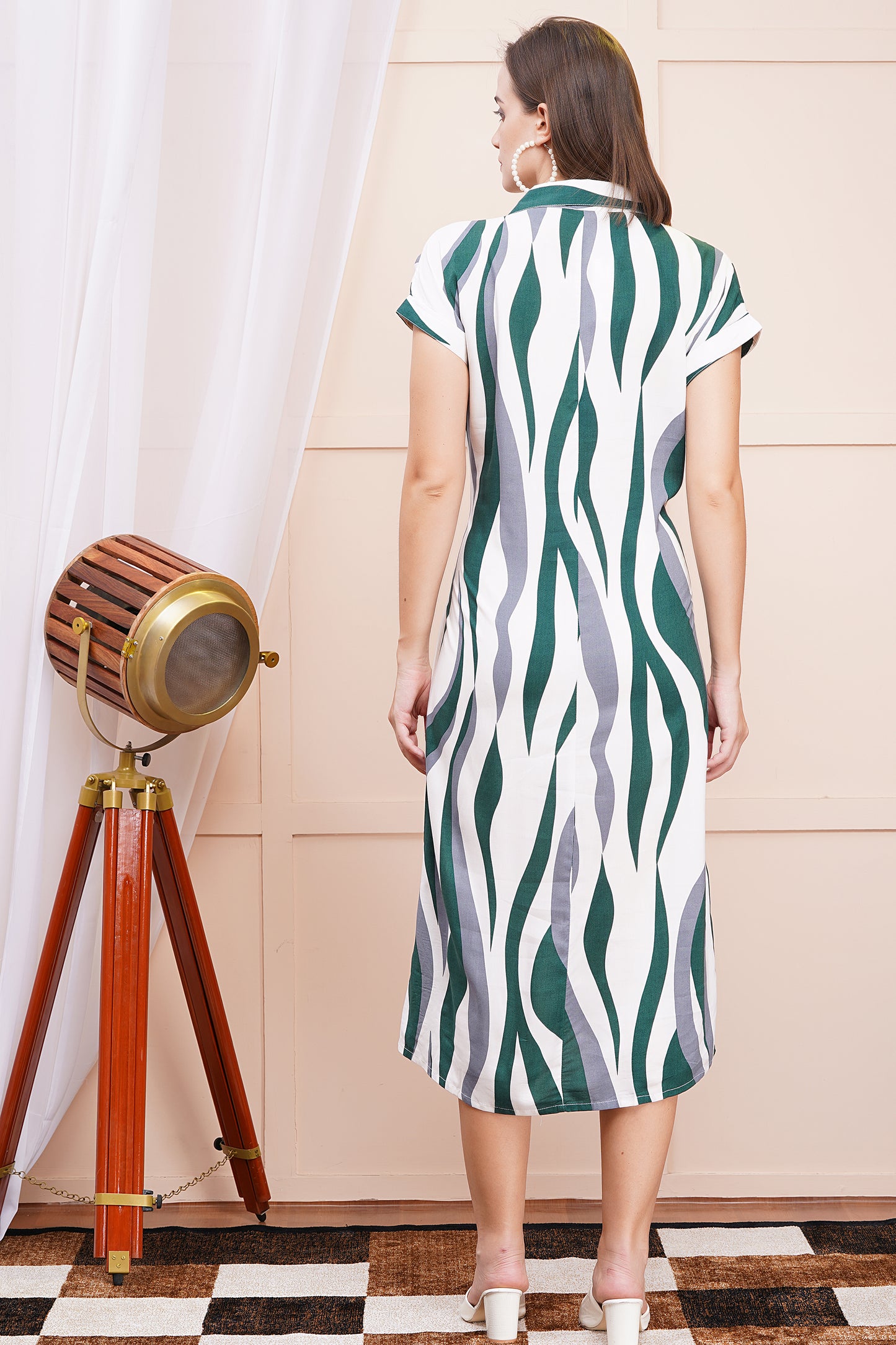 Wavy Wanderer Striped A-Line Shirt Dress