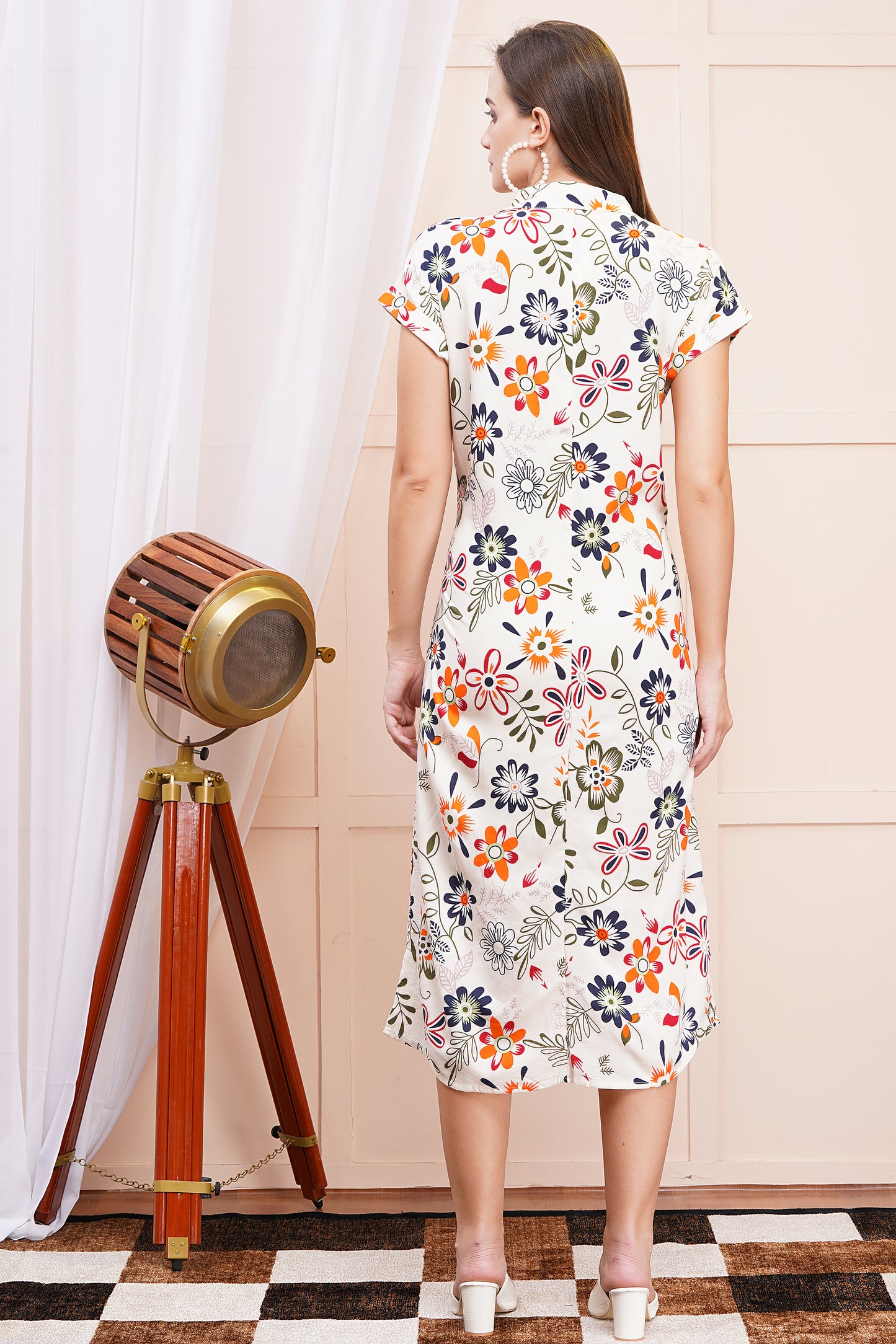Autumn Bloom A-Line Shirt Dress