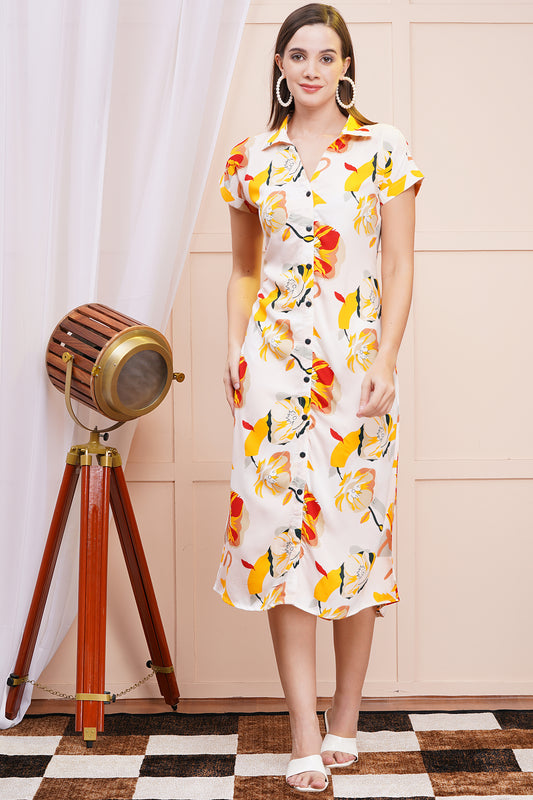 Sunshine Bloom A-Line Shirt Dress