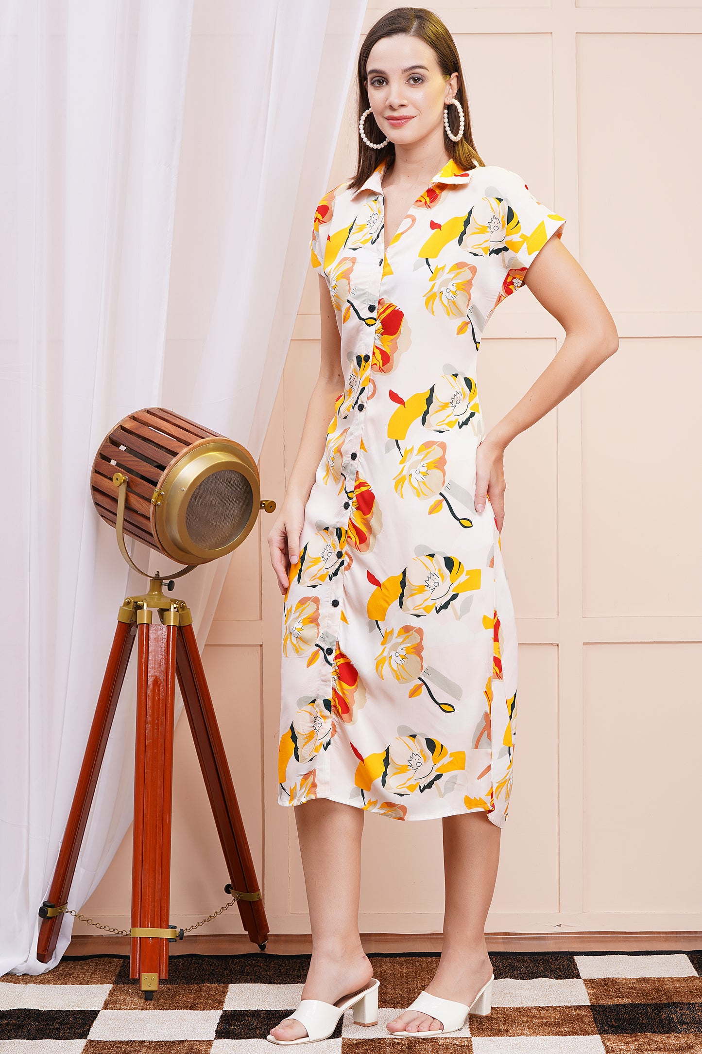 Sunshine Bloom A-Line Shirt Dress