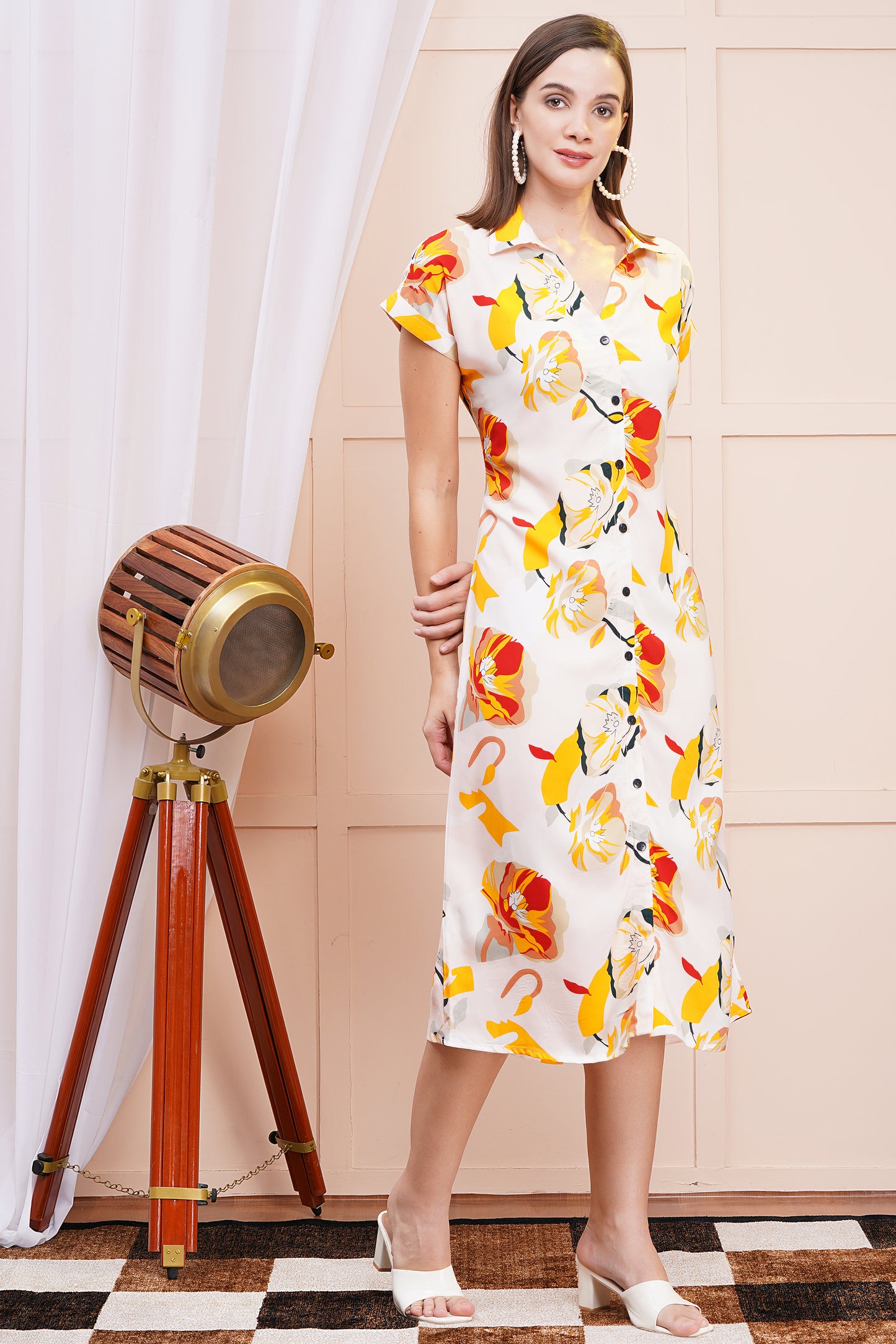 Sunshine Bloom A-Line Shirt Dress