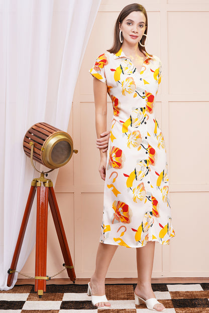 Sunshine Bloom A-Line Shirt Dress