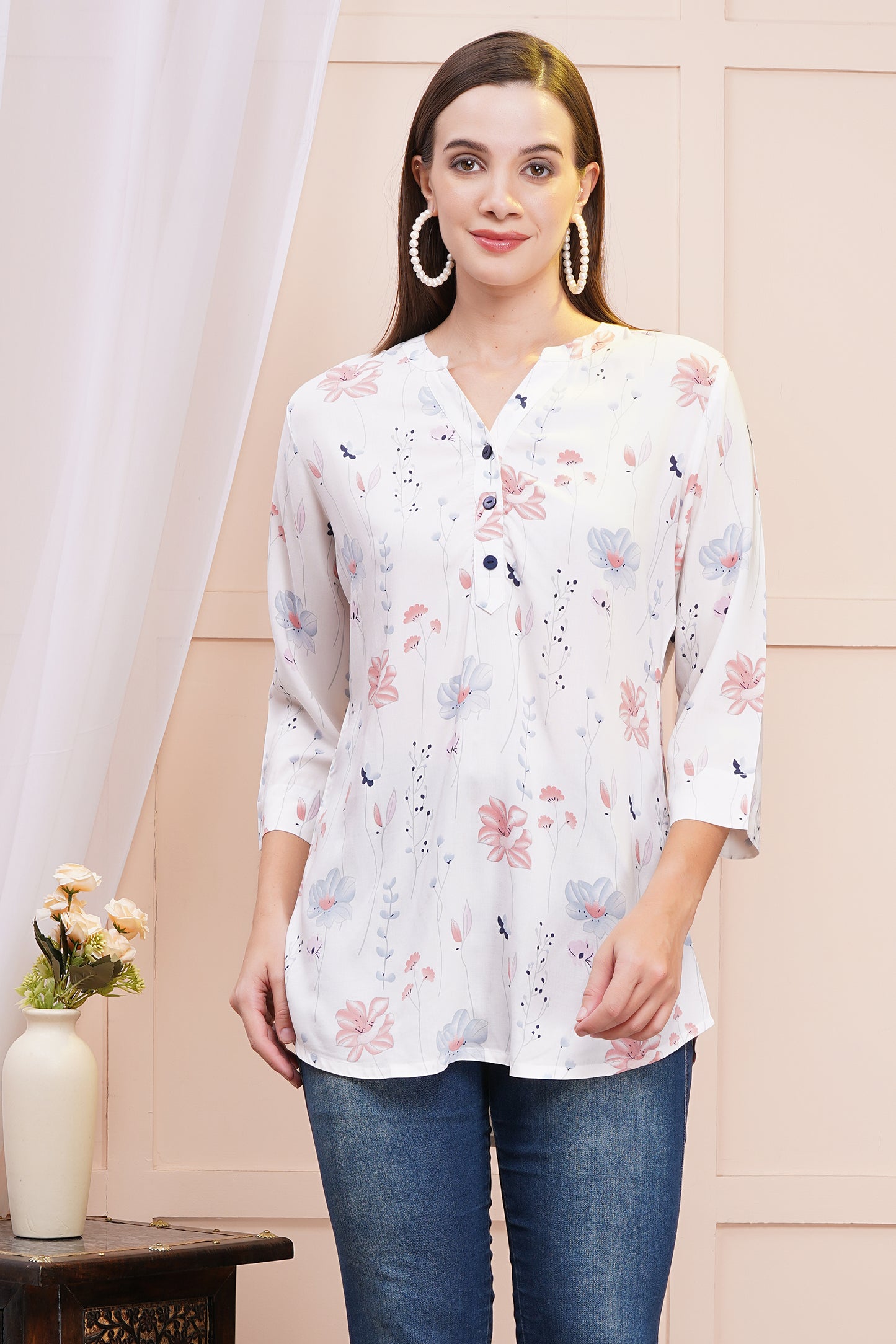 Whimsical Bloom Print Top