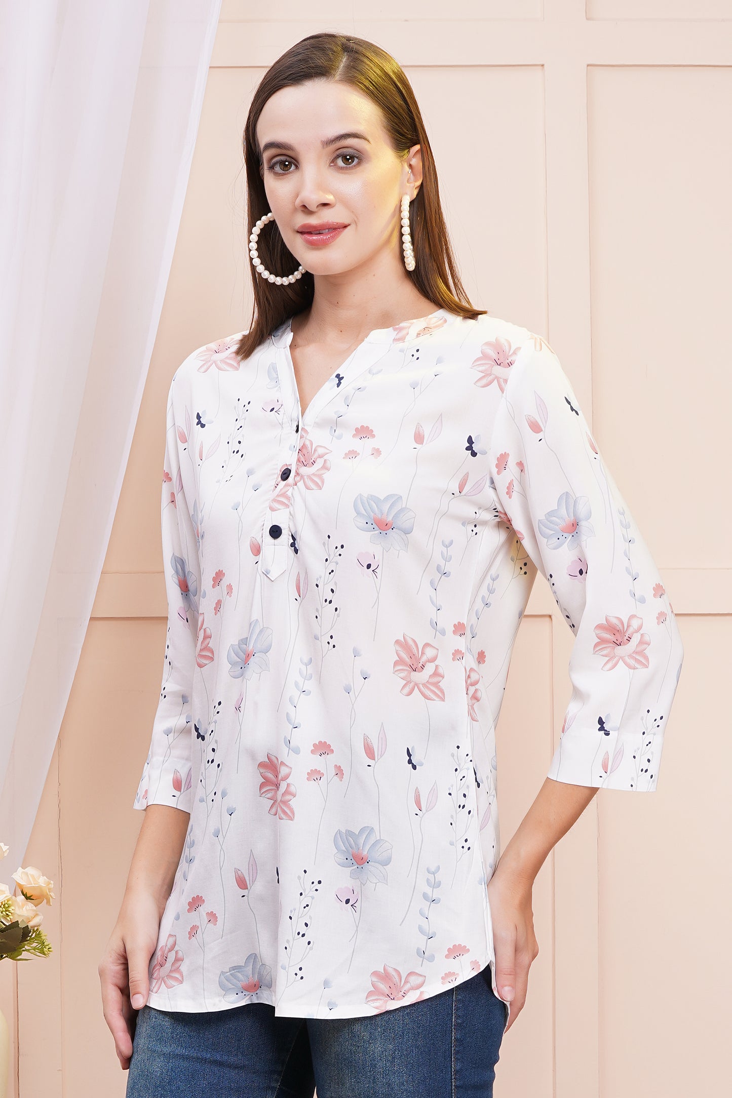 Whimsical Bloom Print Top