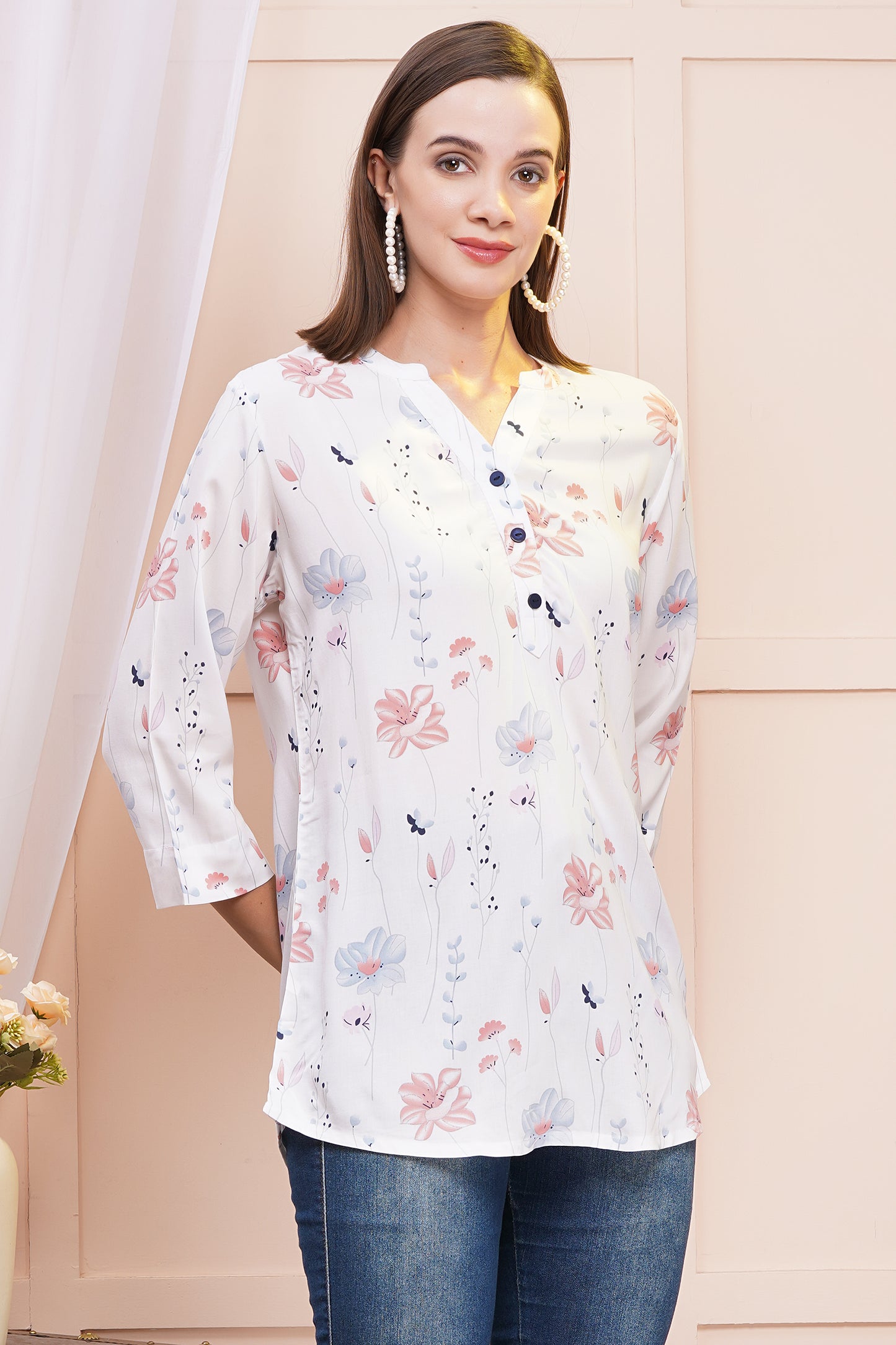 Whimsical Bloom Print Top