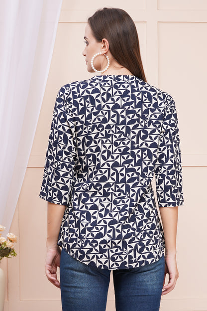 Monochrome Maze Print Top