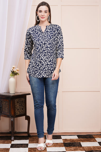 Monochrome Maze Print Top