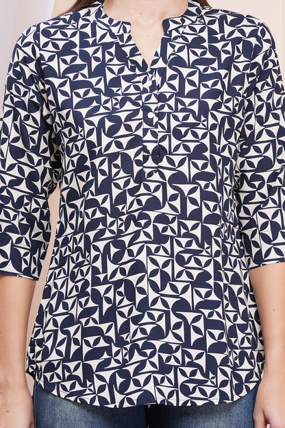 Monochrome Maze Print Top