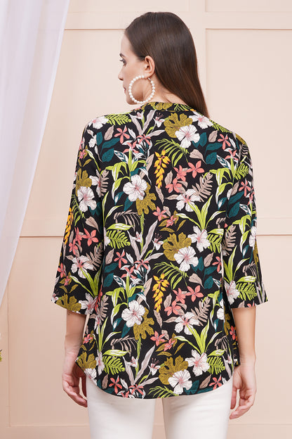 Tropical Floral Print Top