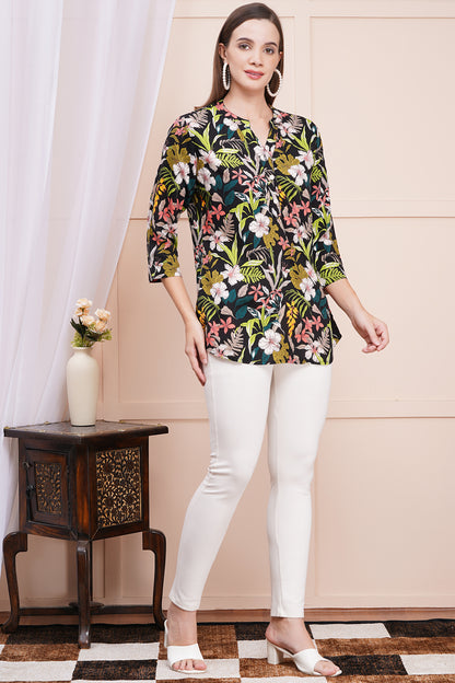 Tropical Floral Print Top