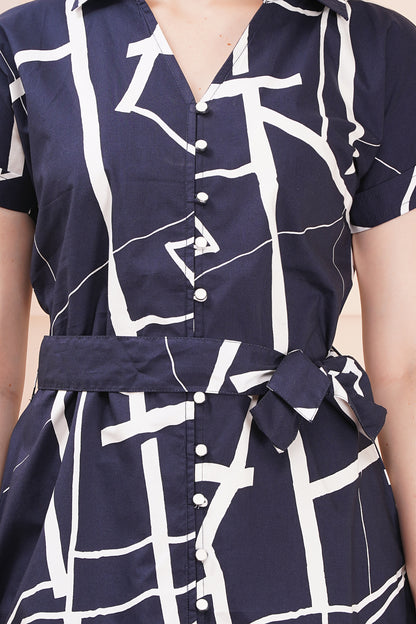 Geometric Chic Navy-Blue Combo