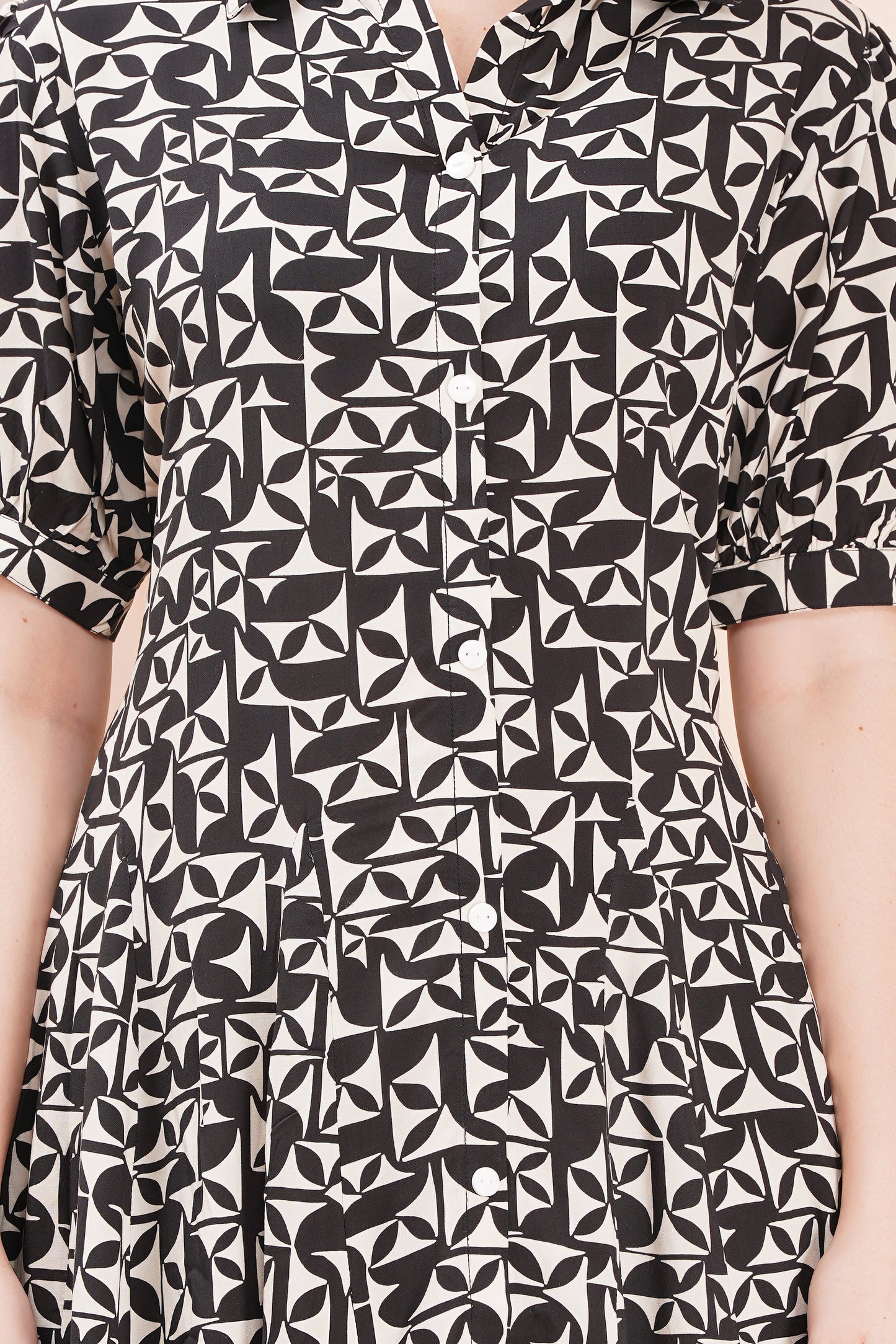 Monochrome Maze Short Midi Dress