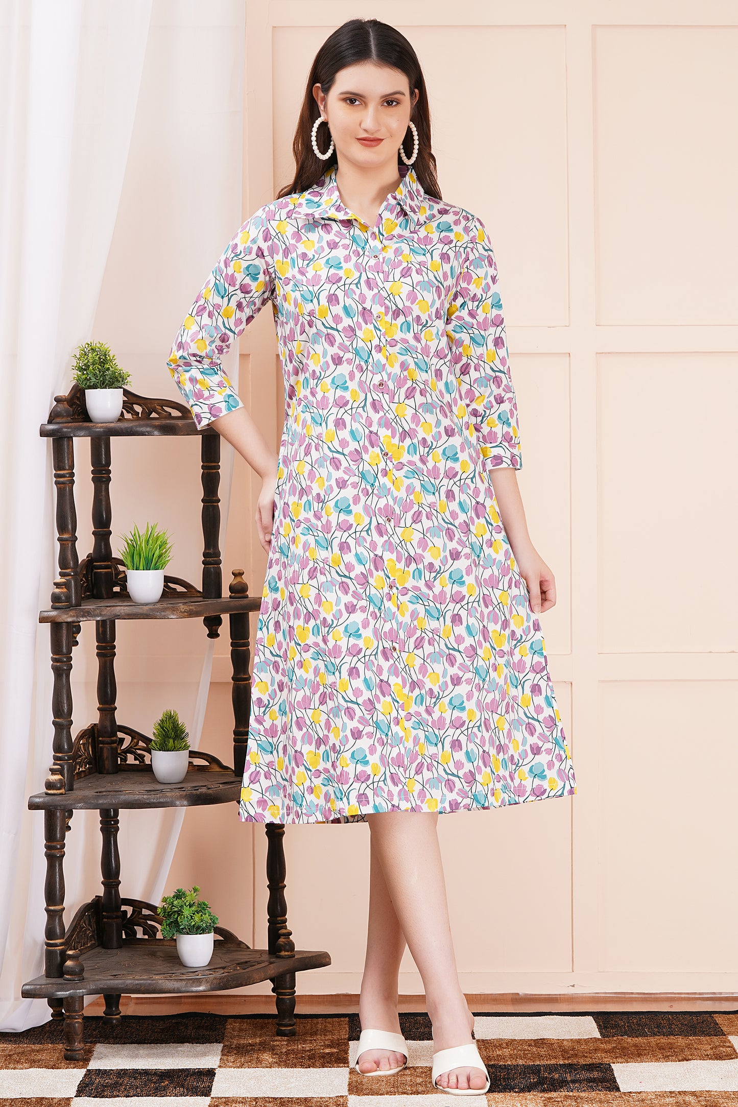 Spring Meadow A-Line Shirt Dress
