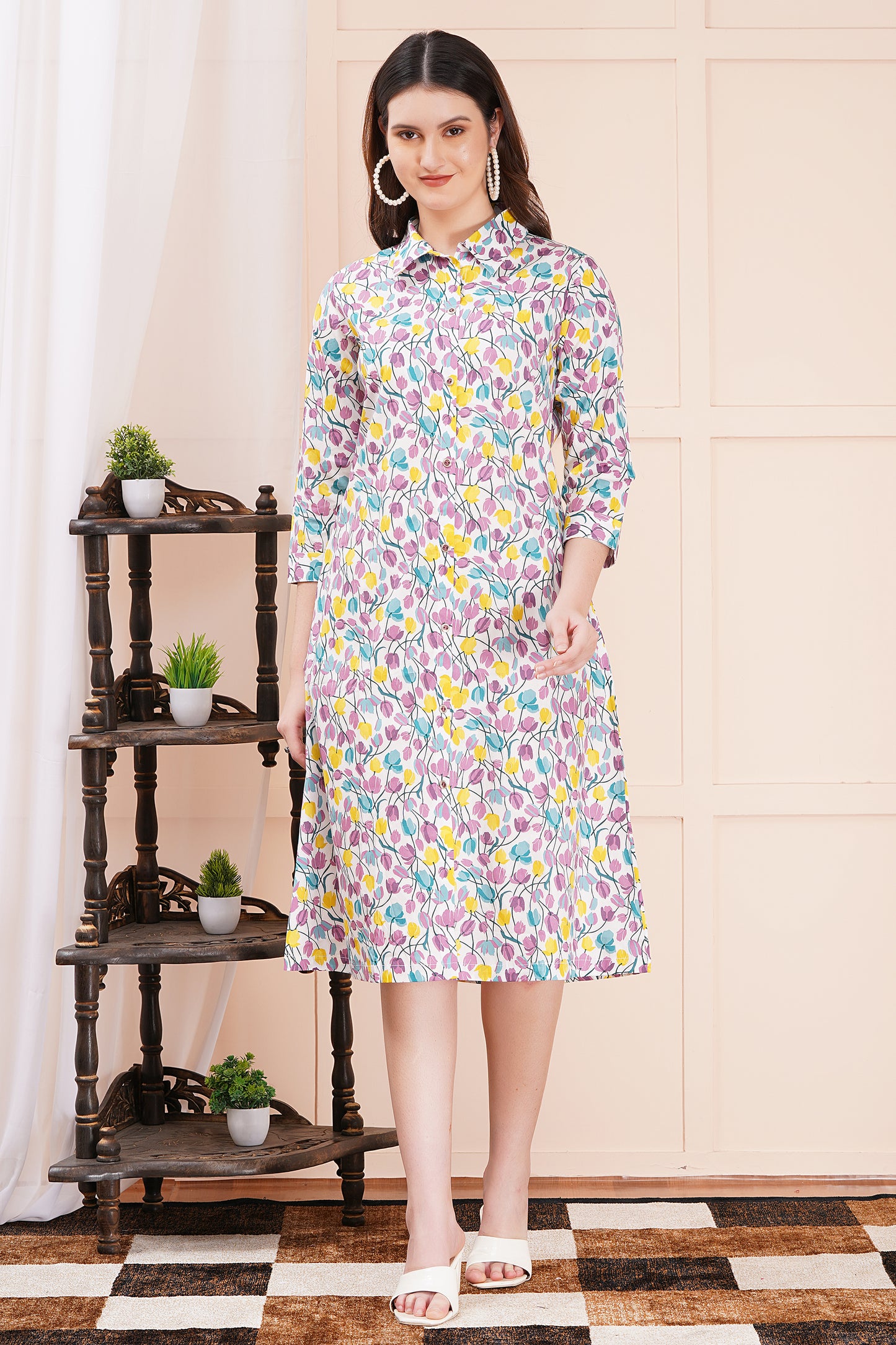 Spring Meadow A-Line Shirt Dress