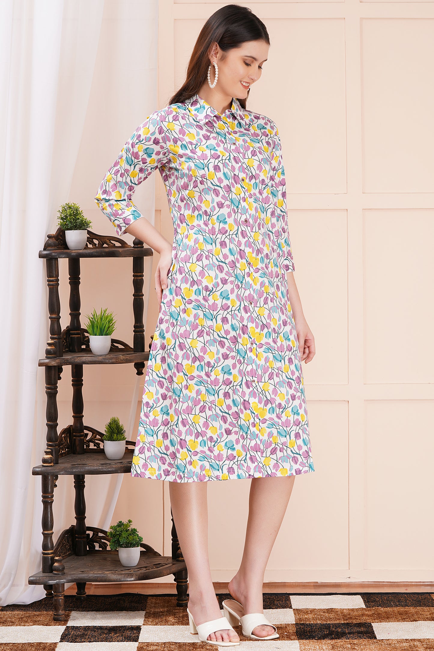 Spring Meadow A-Line Shirt Dress