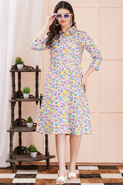 Spring Meadow A-Line Shirt Dress