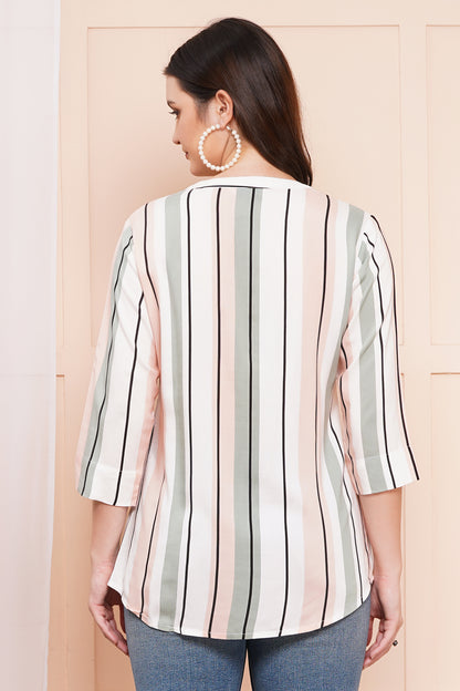 Pastel Pinstripe Print Top