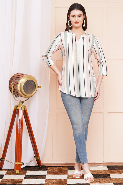 Pastel Pinstripe Print Top