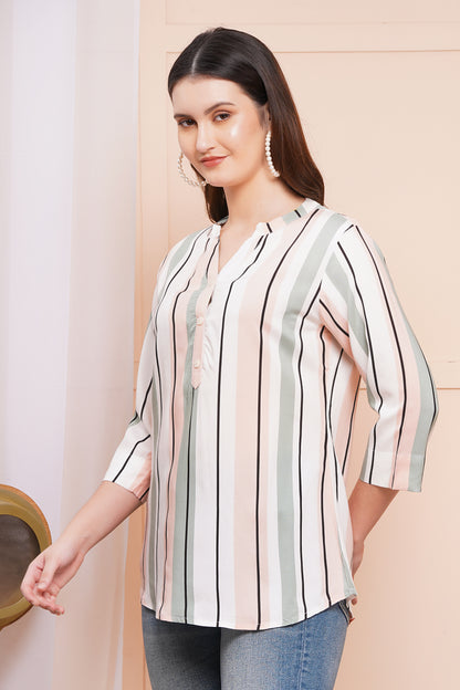 Pastel Pinstripe Print Top