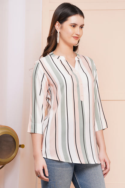 Pastel Pinstripe Print Top